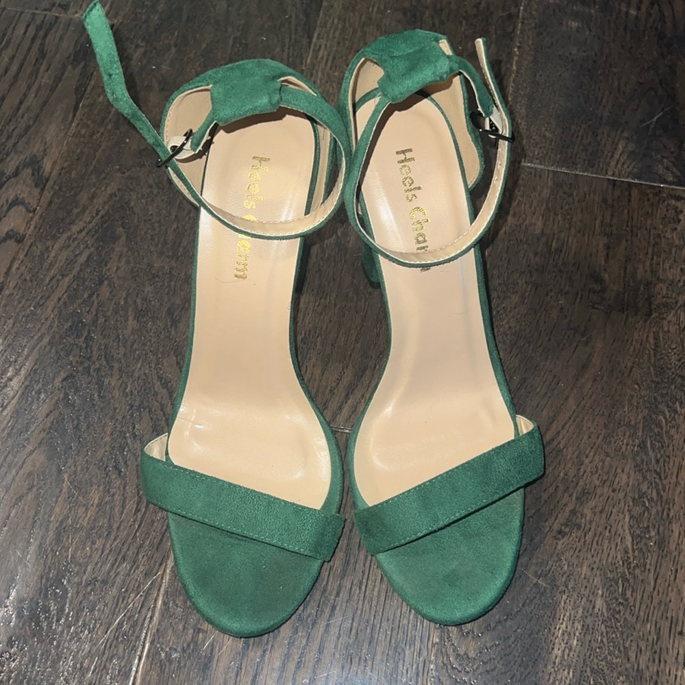 velvet green heels